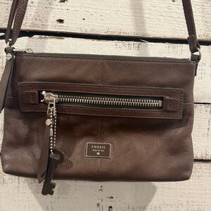 Fossil Purse Issue Cowhide Leather Brown Handbag Cross Shoulder